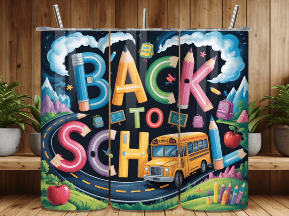 Back to School Bus Tumbler Wrap