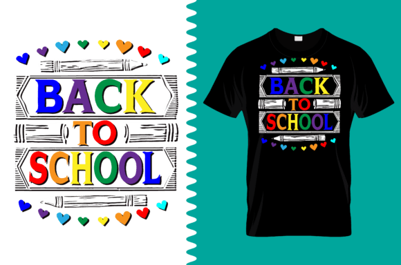 Back to School Rainbow Text with Pencils