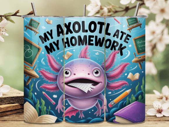 Funny Back to School Axolotl Tumbler Design