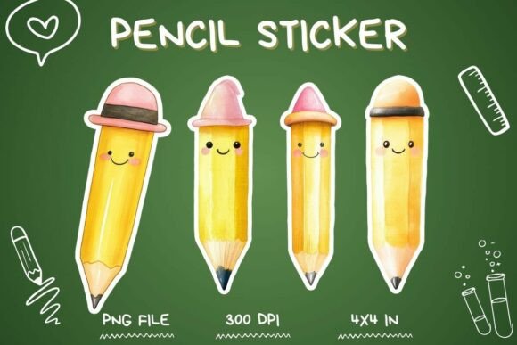 Pencil Sticker Back to School Kids Note